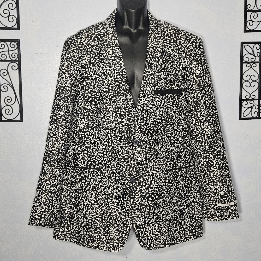 INC International Concepts Black / White Morse Milan Slim Mens Blazer, XXL